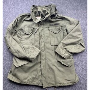 US‎ Military Cold Weather Field Coat OG-107 70s Sz Men's M Regular Vtg Liner